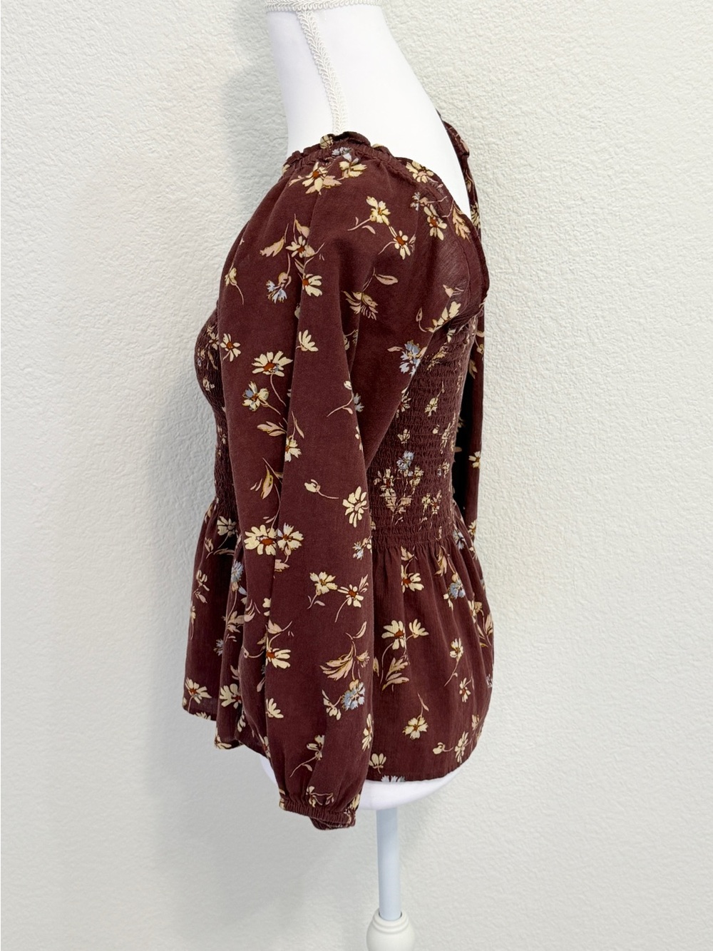 Madewell Lucie Smocked Square Neck Cotton Peplum Blouse - Picture 2 of 4
